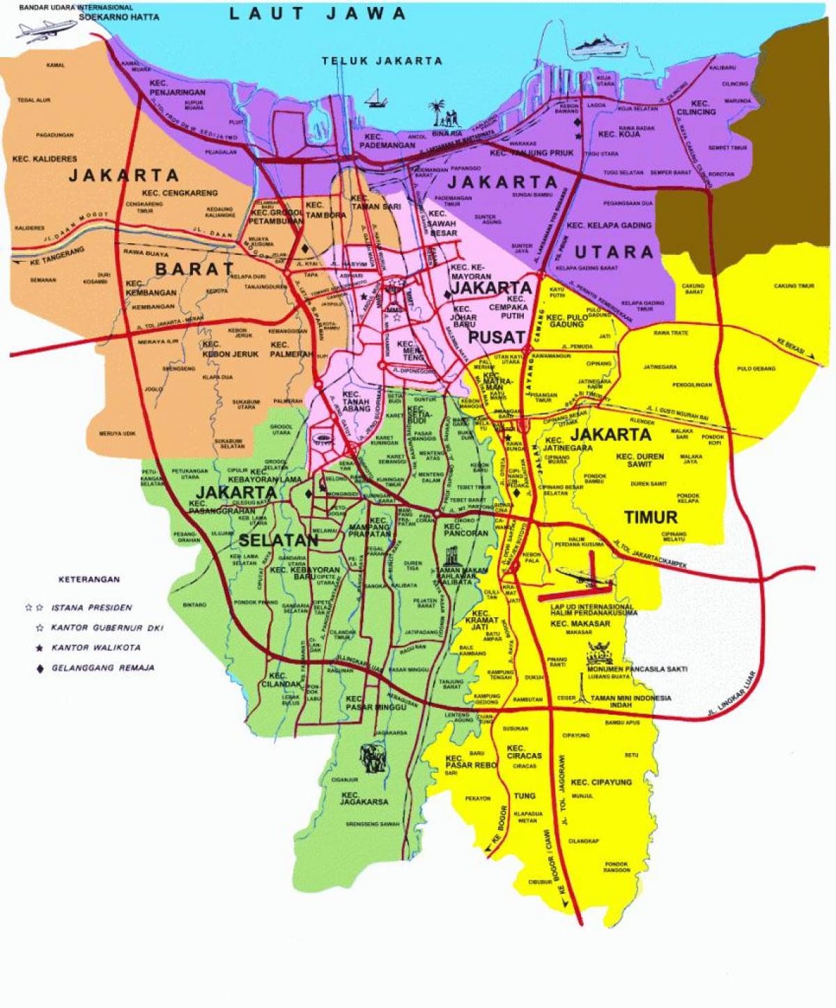 карта Джакарта достопримечательности
