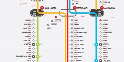 Пригородные линии Джакарта карте